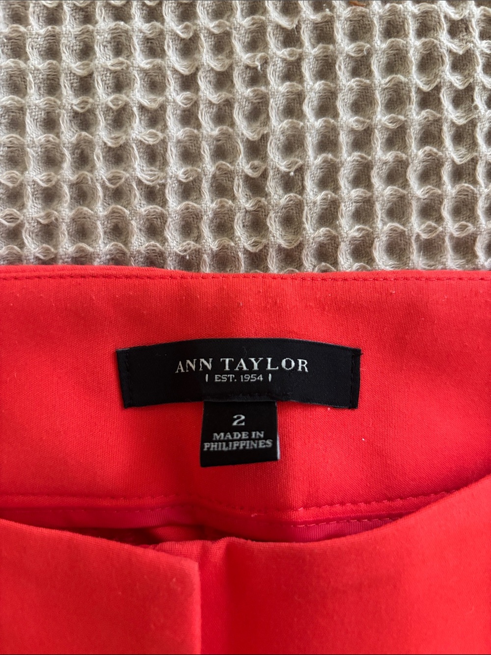 Ann Taylor Straight-Leg Jeans in Bright Coral Red - Picture 2 of 3